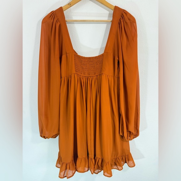 Abercrombie & Fitch Women’s Long-Sleeve Ruched Babydoll Mini Dress – Size Small - Picture 3 of 11